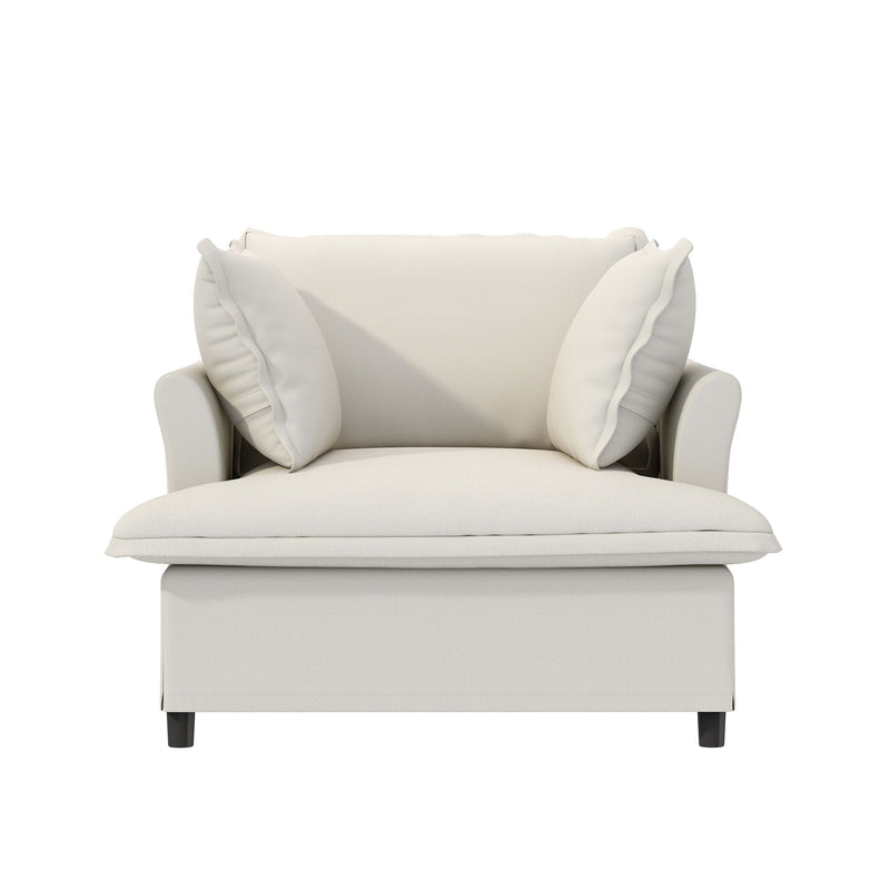 Oversized Single Seat Sofa Module For Modular Sectional Wide Seat, Armchair With Pillows Modern Upholstered Comfy Single Couch Lounge