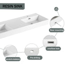 Contemporary Wall Mounted Bathroom Vanity With Dual Resin Sink And Soft Close Drawer