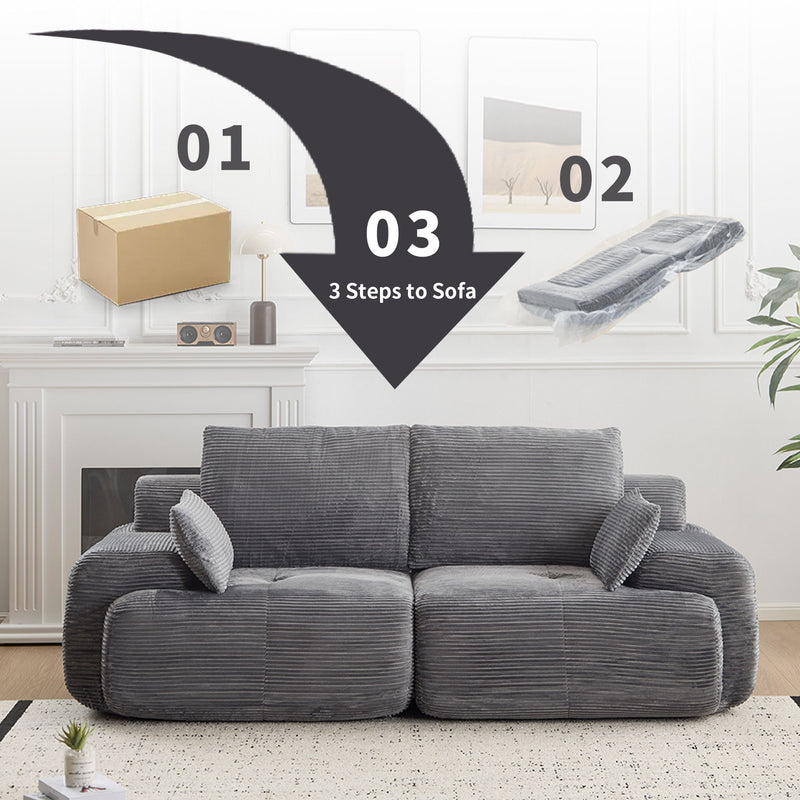 Compressed Sofa, 2 Seater Large Sectional Couches For Living Room - Gray