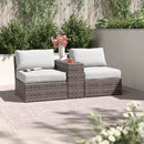 2 Person Wicker Conversation Set With Cushions, Weather Resistant