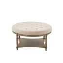 Cedric - Accent Ottoman With Tufted Top And Storage Shelf - Cream