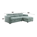 Zavala - Sectional Sofa With Sleeper & Storage - Light Green Chenille