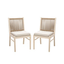 Cordoba - Dining Chair (Set of 2) With Acacia Wood Frame And Water Repellent Fabric - Beige / Yellow