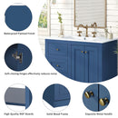 Bathroom Vanity With Ceramic Sink, Bathroom Storage Cabinet With 2 Drawers & Shelf, Freestanding Bathroom Cabinet - Blue