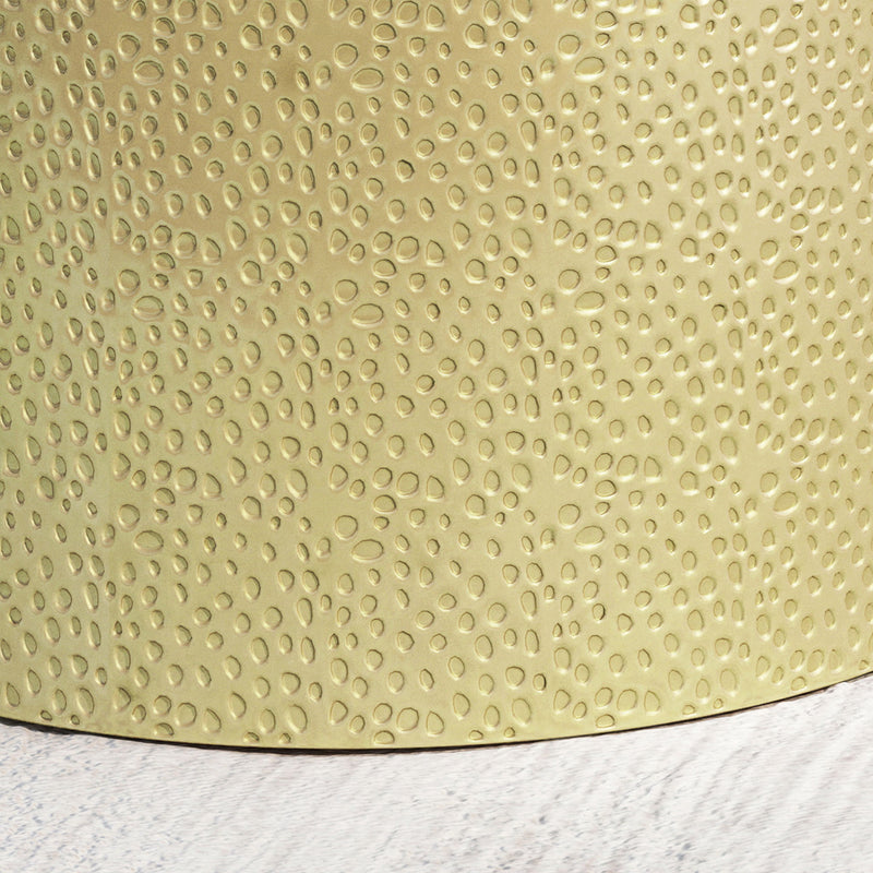 Modern Round Accent Table With Hammered Surface