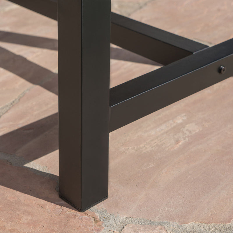 Rustic Outdoor Acacia Wood Dining Table - Black / Light Gray