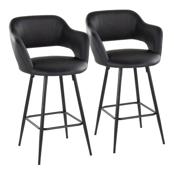 Margarite - Contemporary Fixed Height Counter Stool With Square Footrest (Set of 2)