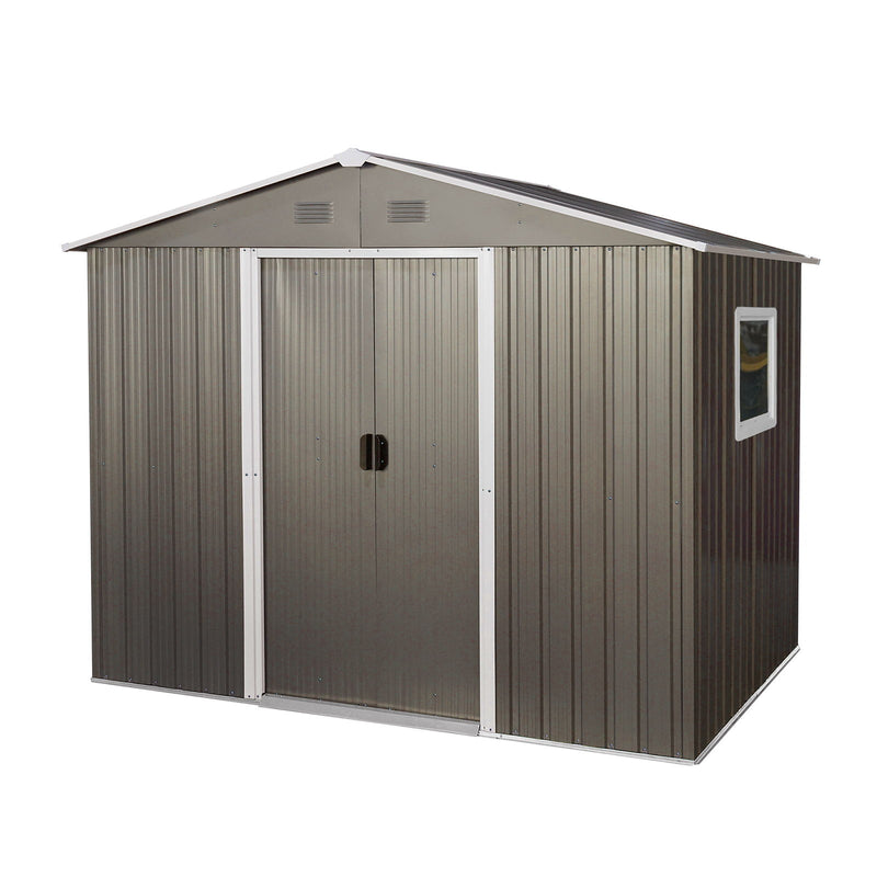 8Ft x 6Ft Outdoor Metal Storage Shed With Window (W540S00016) - Gray