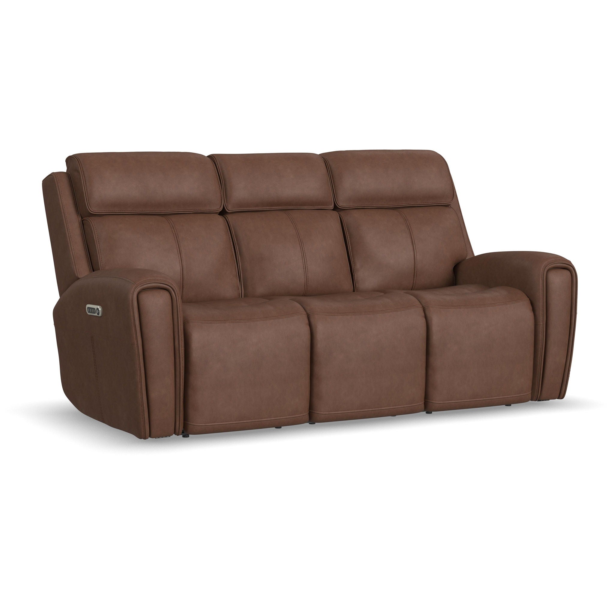 Warren - Power Reclining Sofa With Console, Power Headrest & Lumbar - Dark Brown