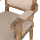 French Country Style Upholstered Dining Chair With Square Backrest