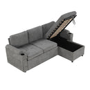 Convertible L Shaped Sofa Couch With Storage, Cup Holders, USB Ports