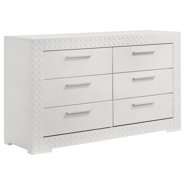 Ives - 6-Drawer Dresser Cabinet - White High Gloss