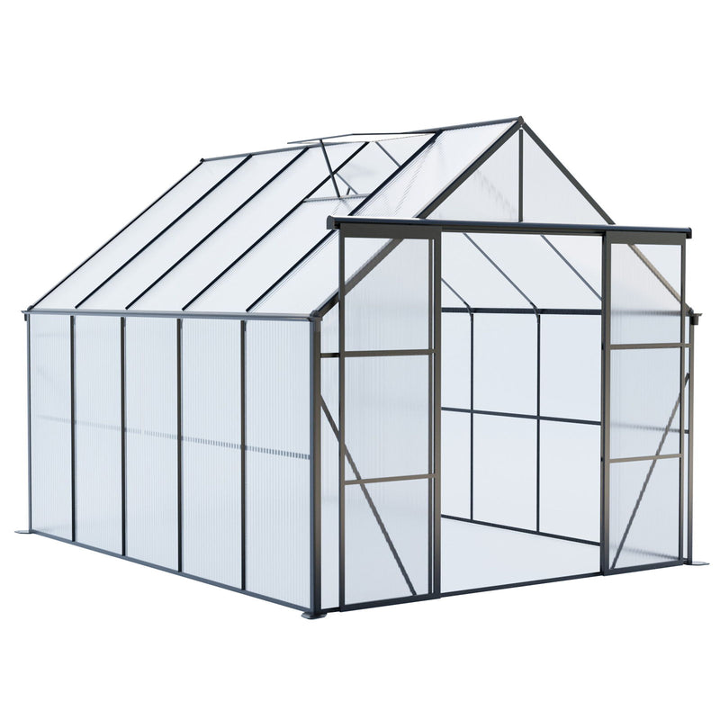 Double Door Polycarbonate Greenhouse Raised Base And Anchor Aluminum Heavy Duty Walk In Greenhouses For Outdoor Backyard In All Season