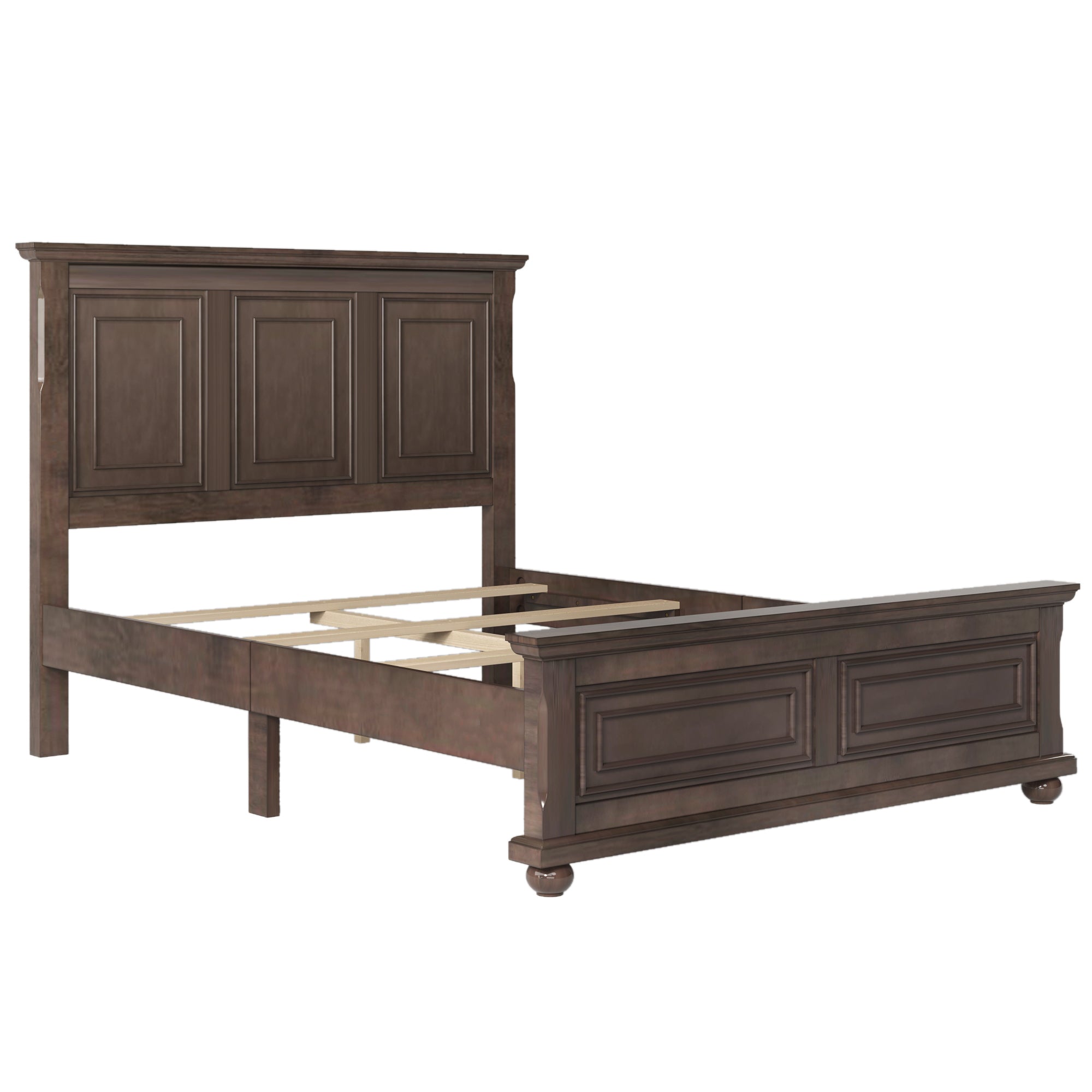 Traditional Town and Country Style Pinewood Vintage Queen Bed, Rich Brown - Atlantic Fine Furniture Melbourne FL