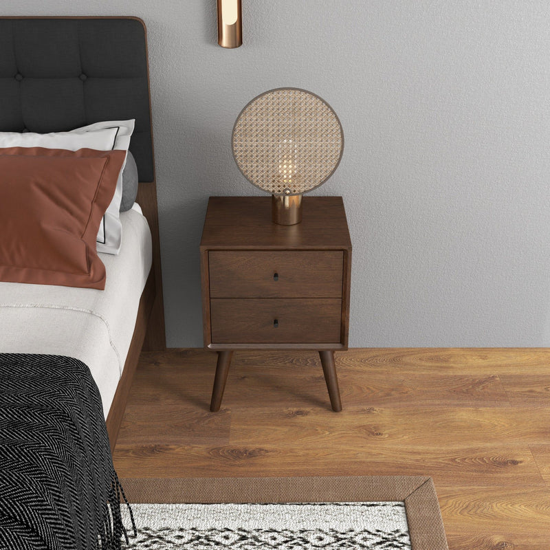 Caroline - Mid-Century Modern Style White Night Stand 2 Drawer