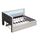 Upholstered Platform Bed With USB Ports And LED Belt