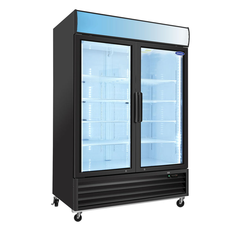 Glass Door Merchandiser Freezer Swing Door Commercial Reach-In Display Freezers With LED Top Panel Upright Freeze Storage