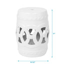 Elegant Glazed Ceramic Drum Stool Indoor / Outdoor Side Table Accent Garden Stool - White