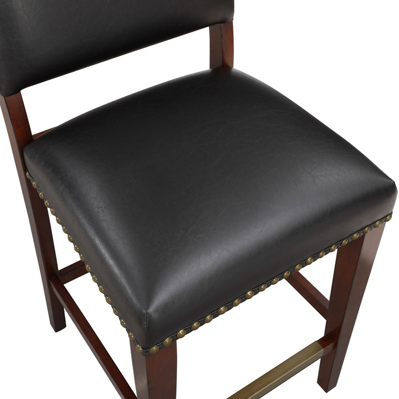 Danbers - Stationary Counter Stool With Nail Heads - Dark Brown