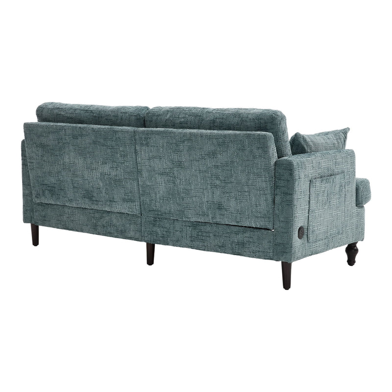 Chenille 2 Seater Sofa With LED Light, USB Charging Port, And Storage Bag