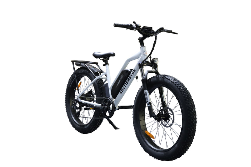 26" 750W Camouflage Electric Bike Fat Tire P7 48V 12.5Ah Removable Lithium Battery For Adults With Detachable Rear Rack Fender S07 - G - White