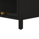 Glass Door Cabinet With Tier Storage