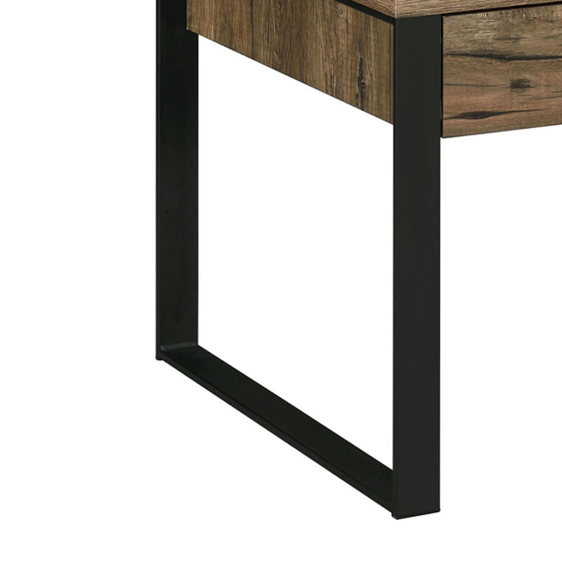 Aflo - End Table - Weathered Oak & Black Finish