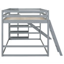 Bunk Bed With Ladder, Slide, And Shelves Pine Wood