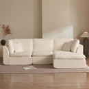 Cloud Sectional Couch, Convertible With Ottoman, 3 Seater Modular Design
