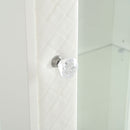 Modern Upholstered Glass Display Cabinet With Adjustable LED Light - White