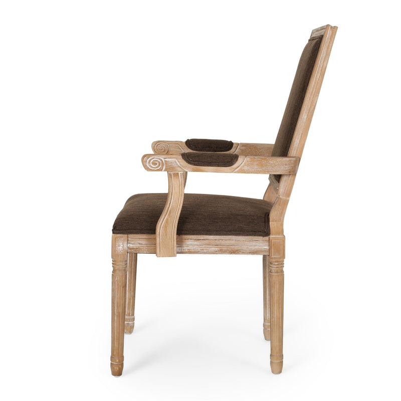 French Country Style Upholstered Dining Chair With Square Backrest