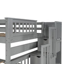 Full Over Full Bunk Bed with Shelves and 6 Storage Drawers, Gray(Old SKU:LP000046AAE)