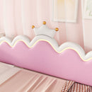 Extending Daybed With LED Lights, Modern Upholstered Princess Daybed With Crown Headboard