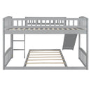 Twin Over Twin Classic Bunk Bed With Slide And Ladder - Gray