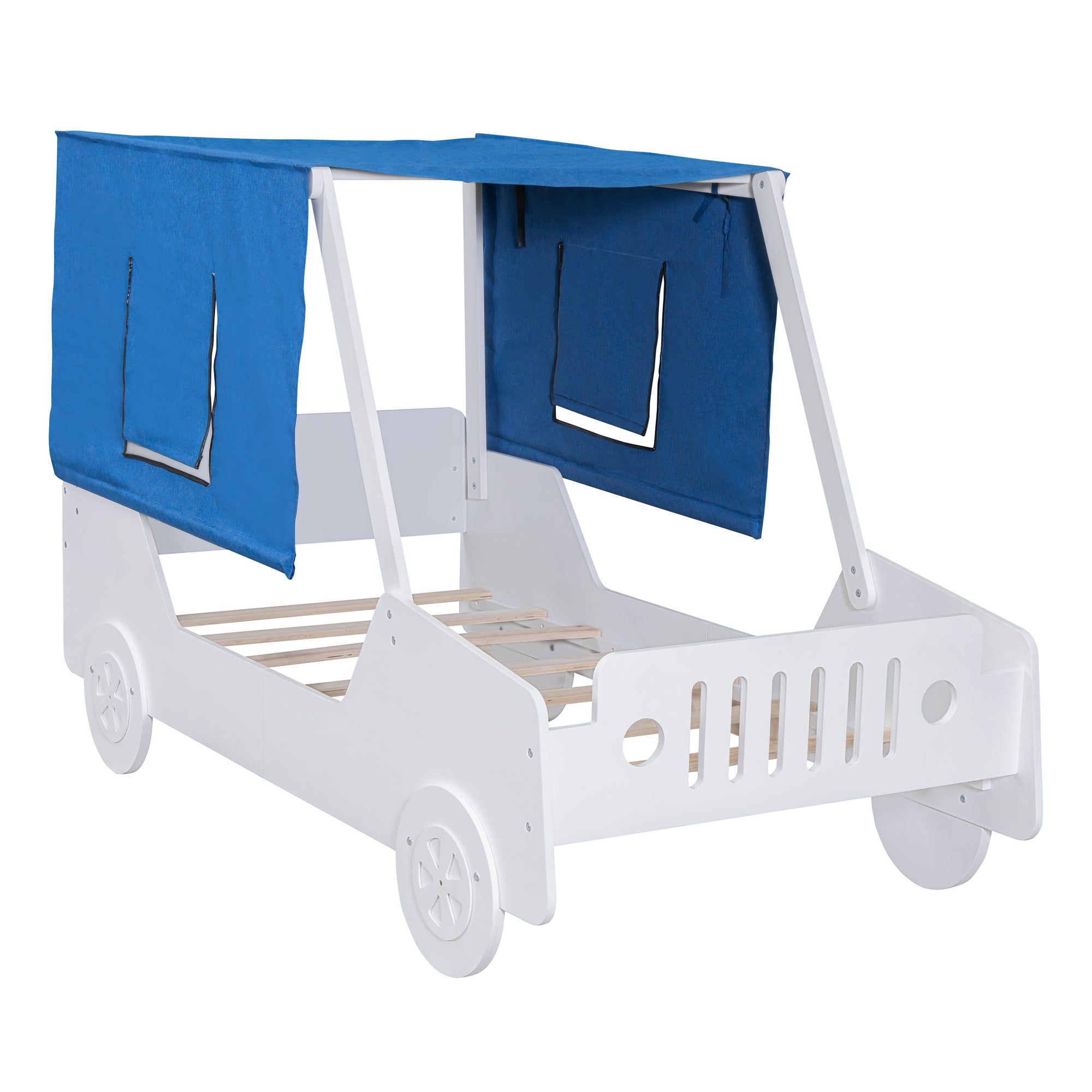 Twin Size Car Shaped Bed with Tents,White - Atlantic Fine Furniture Melbourne FL