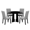 5 Piece Round Dining Table Set, Modern Table And 4 Upholstered Chairs For Dining Room