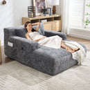 Chenille Interior Lazy Sofa Chaise Longue Armchair With 3 Pillows And Armrests