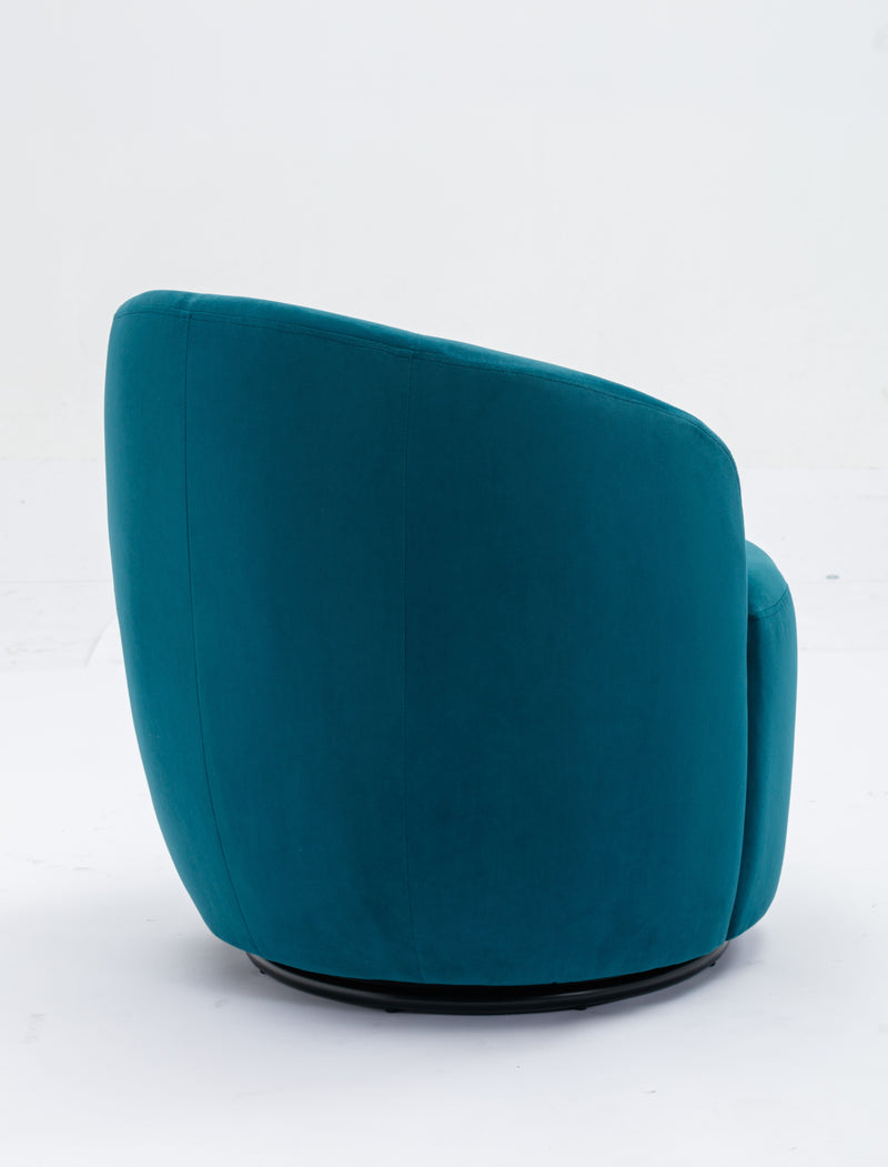 Velvet Fabric Swivel Accent Armchair Barrel Chair With Powder Coating Metal Ring