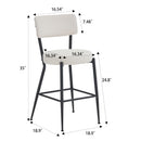 Modern Teddy Fabric Upholstered Bar Stools - Black Legs