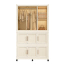 Portable Wardrobe Closet Storage Organizer With 9 Magnetic Doors - Cream White