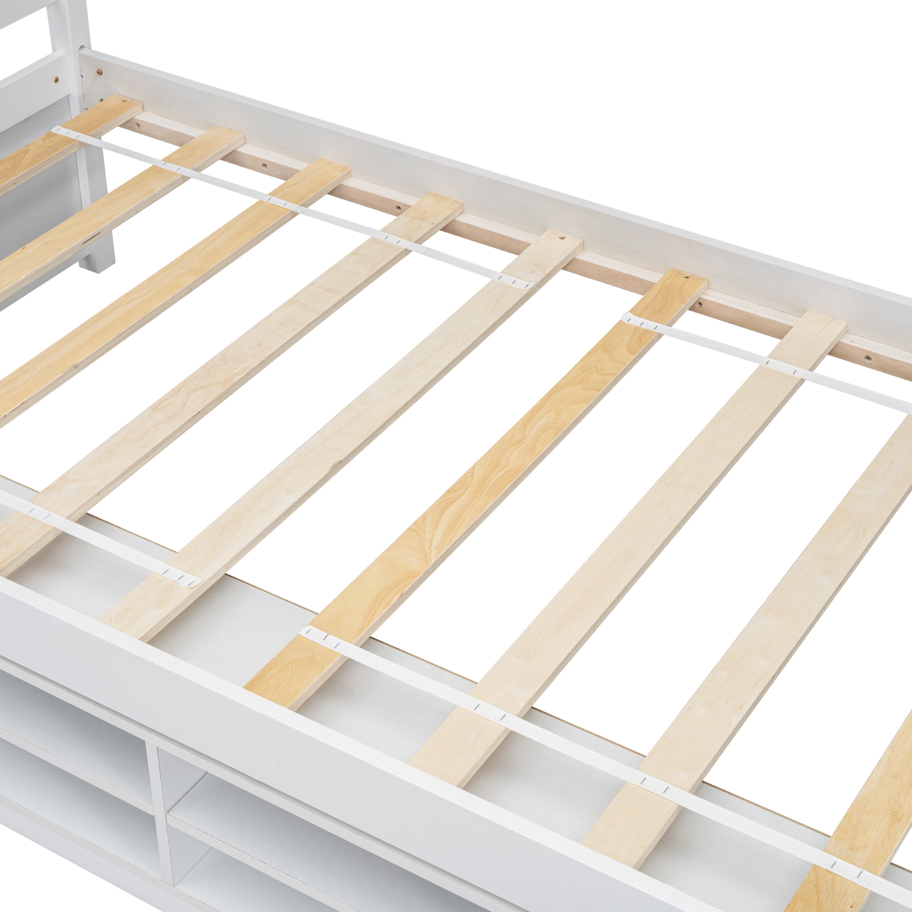 Twin House Bed with Roof Frame, Bedside-shelves, Under Bed Storage Unit,White - Atlantic Fine Furniture Melbourne FL