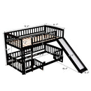 Low Bunk Bed With Slide, Fence And Ladder
