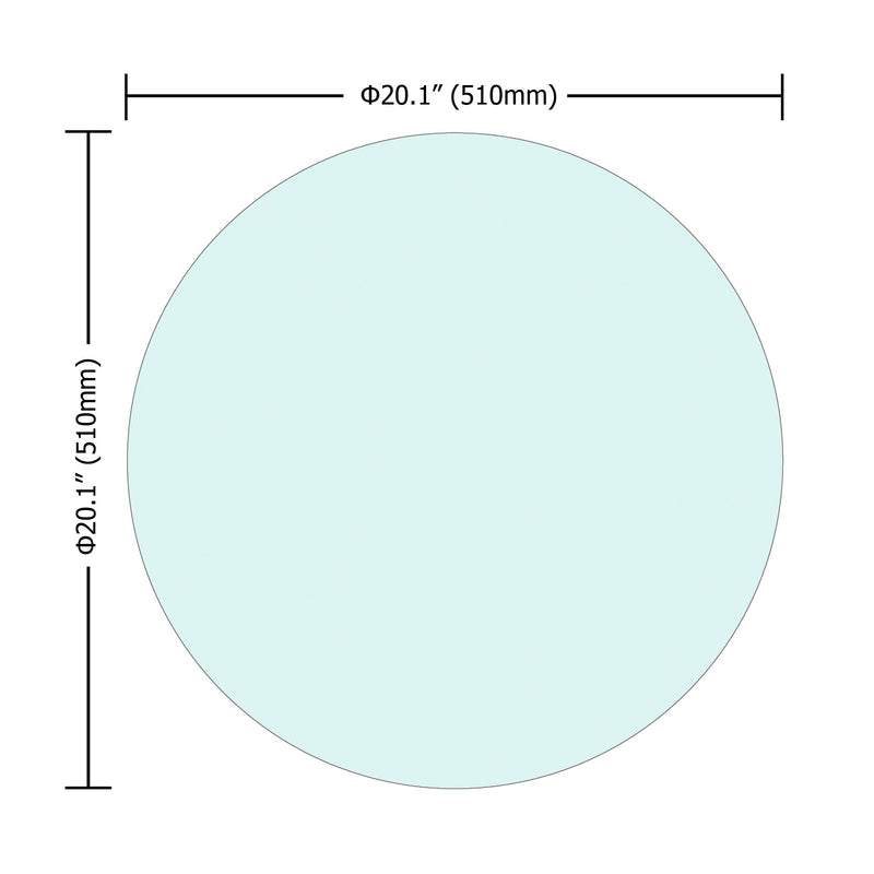 20" Round Tempered Glass Table Top Clear Glass 1 / 4" Thick Flat Polished Edge - Transparent