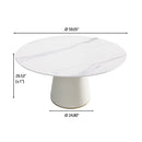 Modern Artificial Stone Round Plywood Base Dining Table, Can Accommodate 8 People, (Not Including Chairs) - White / Beige