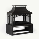 40" Wood Burning Fireplace, 50000 Btu Steel Fire Pit, Wood Burning Chimney For Outside Patio Deck Garden Backyard - Black