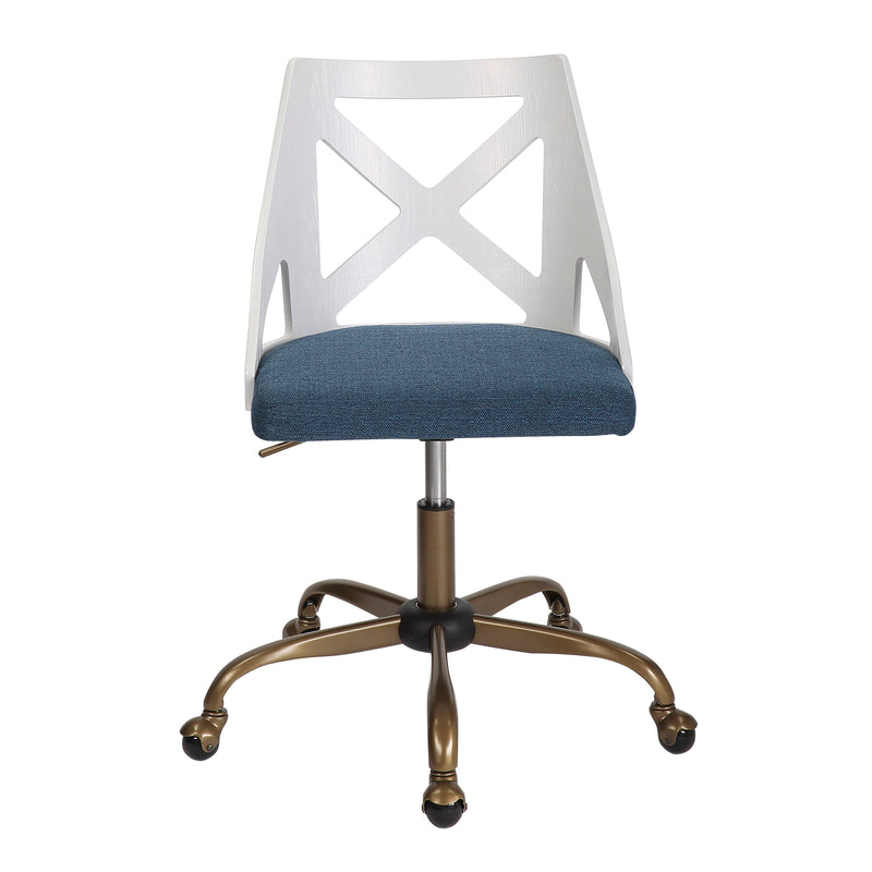 Charlotte - Farmhouse Task Chair - Antique Copper / White / Blue