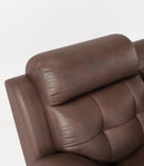 Genuine Leather Non Power Reclining Sofa With Drop Down Table, Stainless Steel Cupholders And Magazine Bag