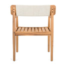 Creative Braided Acacia Wood Outdoor Dining Table And Chairs With Armrests (Set of 2) - Teak / White