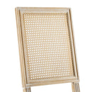 French Country Dining Chair With Rectangular Cane Backrest And Smooth Upholstered Seating