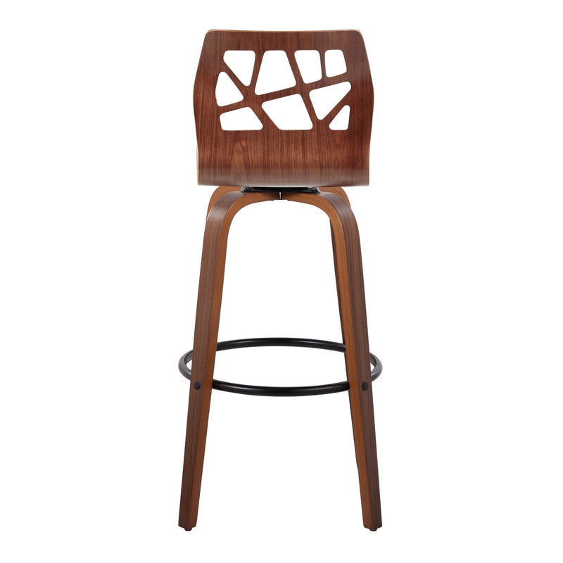 Folia - Mid Century Modern Fixed Height Barstool With Swivel With Round Footrest (Set of 2)